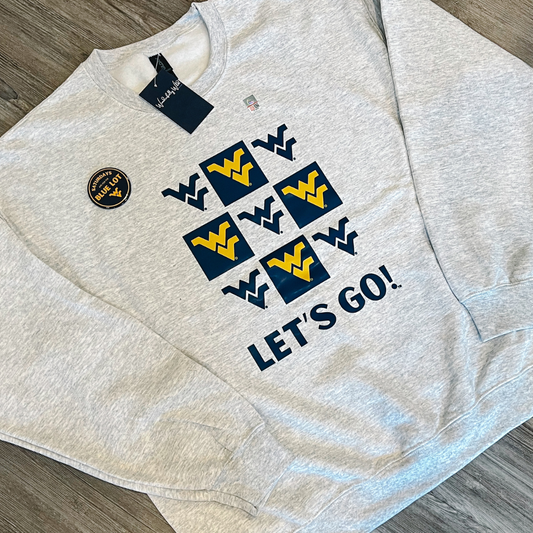 Unisex Let's Go WVU Checkered Crew